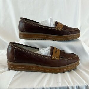 Aquiles Accesorios Two-Tone Brown Leather Penny Loafers